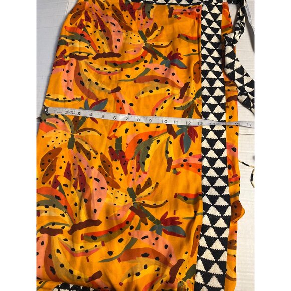 Farm Rio Contrast Wrap Midi Skirt Anthropologie Vibrant Banana Print XS beaded - Picture 15 of 16